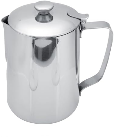 Ejoyous Jarra de Leche con Tapa, Jarra de Leche, Jarra de Espuma de Leche de Acero Inoxidable, Jarra de café, Jarra para café, Jarra para Nata, Tetera, té con Leche, Capuchino (1000ML)