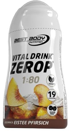 Best Body Nutrition Vital Drink ZEROP - Eistee-Pfirsich, Original Getränkekonzentrat - Sirup - zuckerfrei, 1:80 ergibt 19 Portionen Fertiggetränk, 48 ml