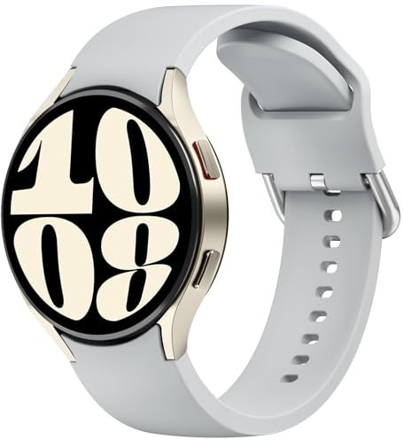 Vancle Armband für Samsung Galaxy Watch 6 40mm 44mm und Classic 43mm 47mm, Silikon Sport Ersatzband für Damen und Herren (Grau)