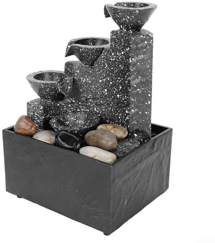 Oniissy Fontana da tavolo per interni, fontana con luci a LED, statue decorative per la casa, ricarica USB, piccola fontana a cascata da tavolo, per la casa e la camera da letto