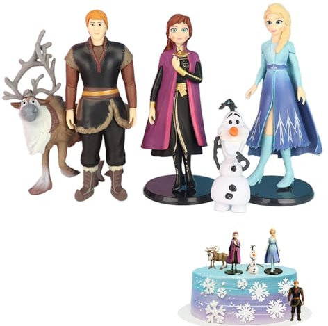 Topper per Torte Frozen, 5 Pezzi Frozen Cake Topper, Set di Figure di Torta Congelata, Decorazione Della Torta Frozen, Elsa Olaf Anna Cake Topper Figures, per Feste di Compleanno Bambini