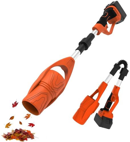 ANGDI Leaf Blower Cordless, 21V Electric Brushless Garden Blowers, 63m/s Foldable Leaf Blower with 3000mAh Battery & Charger, Rechargeable Snow Blower for Lawn, Yard, Garage, Patio, Sidewalk(Orange)