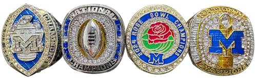 haobook NCAA 2024 Wolverines National Championship Ring Michigan State University Championship Rings Replik Rugby Set Geschenke Sammlung für Männer Alumni Freund Fans
