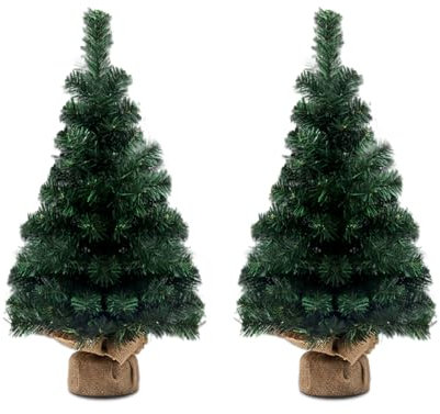 2 unidades de árbol de Navidad artificial, pequeño artificial, ramas densas, mini árbol de Navidad, decoración de mesa, árbol de Navidad artificial, para casa, oficina, tiendas y hoteles, 50 cm