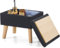 BRIAN & DANY Repose-pieds ottoman rectangulaire en lin avec rangement, repose-pieds avec pieds pour canapé, salon, entrée, bureau, noir