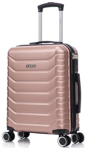 RAYKONG Valigia a mano 55x40x20cm (40L) in ABS+PC | 4 ruote girevoli a 360º | lucchetto incorporato | 20 pollici - (RK12|OroRosa)
