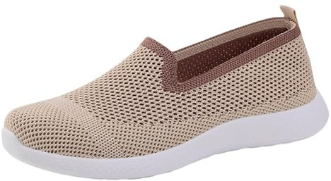 Generico Scarpe Estive Leggere Primavera Estate e Autunno Nuove Scarpe Ortopediche da Passeggio Suola Morbida comode Scarpe Casual da Esterno Traspiranti Scarpe Donna Pianta Larga (Beige, 37)