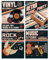 SUPERDANT 4 x Vintage Musikposter Wandcollage Set Gemälde Bild Schallplatten Tonband Musikalische Wanddrucke Retro Poster Für Wohnzimmer Schlafzimmer Küche Arbeitszimmer Wanddekoration Ungerahmt