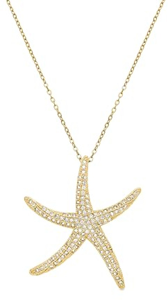 LUXENTER Halskette mit glänzendem Zirkoniastein, 18 K Gold-Finish, Sirif, Grande, Metall, Zirkonia