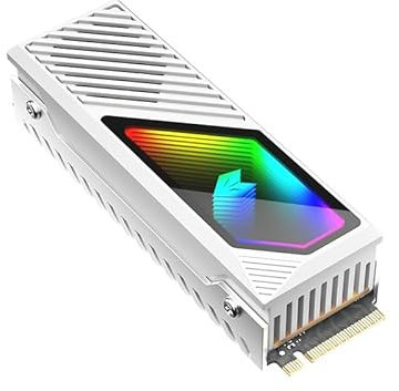Baotkere Dissipatore di calore SSD M.2 NVMe RGB Sync con ventola integrata e cuscinetto termico, prestazioni ultra rinfrescanti con LED elegante e lente trasparente