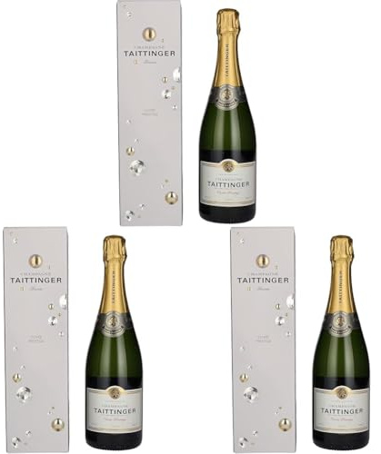 Taittinger Champagne Cuvée Prestige Brut 12,5% Vol. 0,75l in Giftbox (Confezione da 3)