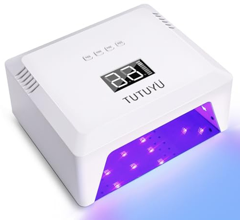 TUTUYU 72W UV LED Nail Lamp with Auto Sensor - 4 Timer Memory Function, Fast Curing Light for Gel Nails, Magnetic Detachable Base, Professional & Home Use