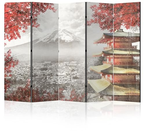 LUMASOUL Paravent Raumteiler Innen beidseitig Bedruckt 225x172 cm Japan | Vorderseite mit Motiv, neutrale Rückseite, faltbar, freistehend und dekorativ