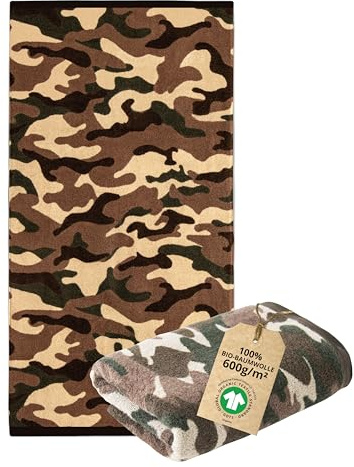ZWOLTEX - Handtücher Premium 50x100 cm, Handtuch aus 100% Organic Baumwolle 600g/m² mit GOTS und Oeko TEX-Zertifikat, Bedrucktes Weich und Saugfähig Badehandtuch - MILITÄR