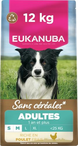 Eukanuba Grain Free Fresh Chicken - Complete Dry Dog Food - For Adult Small & Medium Breed Dogs 12KG | Premium dry food | with fresh chicken | no grain | for adult dogs