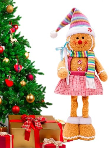 Ginger Bread Christmas Decor | Gingerbread House Decor,Adorable Figurine with Retractable Legs for Office Classroom Yard Tiered Trays Window Table Door Kitchen