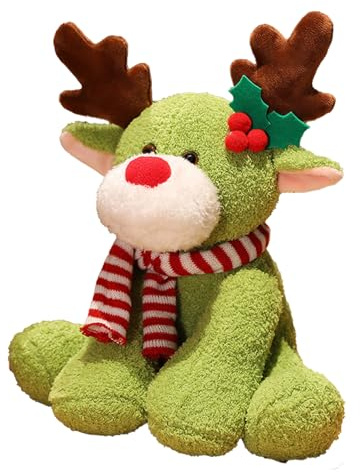Xiyocadt Elch-Plüschtier, 32 cm Weihnachts Rentier Stoffspielzeug für Kinder, Süßes Elch Plüschpuppe, Weihnachtsdekoration, Geschenk für Jungen, Mädchen & Babys (Grün)