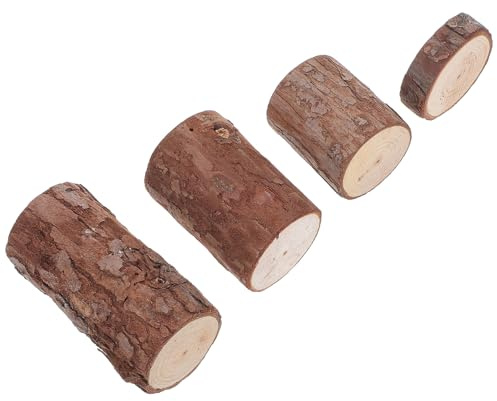 CIYODO 4 Stück Natürliche Holzscheiben für Hamsterkäfig Rustikale Øcm Vielseitig als Terrarien deko Platzsparend und Pflegeleicht