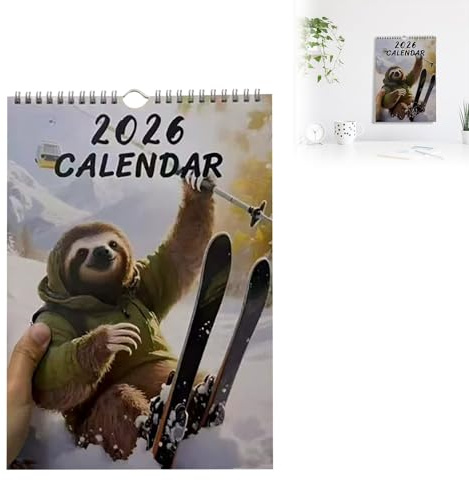 Wandkalender 2026, Vierjahreszeiten-Begleiter, Faultier-Universum, Faultier-Kalender, ganze Seite, Monate, dickes und stabiles Papier zum Organisieren und Planen, zum Aufhängen