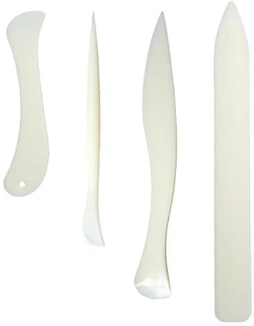 4 Stk Falzbein Set, Falzwerkzeug fuer Papier Leder Origami Basteln | Glatte Oberflaeche ohne Faserschaden, ergonomische Form fuer ermuedungsfreies Arbeiten, vielseitig fuer Karton Scrapbooking