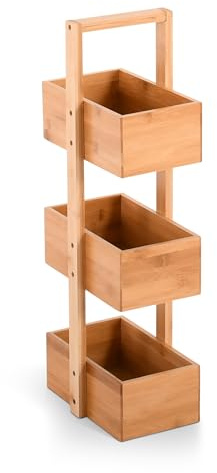 Raburg Kori Standregal Bambus mit 3 Körben, 18 x 66 x 25 cm (BxHxT) | Bambus, für Bad, Küche, Flur und Wohnbereich