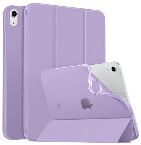 MoKo Cover per iPad (A16) 11a Gen./10a Gen. 2025/2022, Lilla | per iPad Cover in TPU e Pelle PU Semi-Trasparente Sostegno Supporto Sottile con Morbido TPU Cover con Auto Svegliati/Sonno