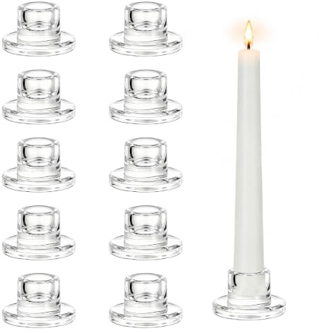 10 Pièces Bougeoir Verre Transparent, Chandelier Bougeoir Porte Bougie, Bougeoir Verre pour Stabkerzen, Décoration de Table pour Mariage, Bougeoirs pour Fête, Anniversaire et Accessoires de Maison