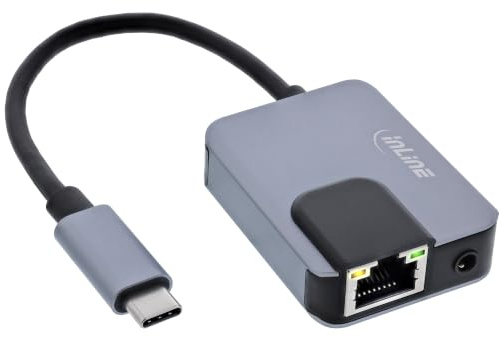 Inline Adattatore USB-C 3 in 1 con Gigabit Ethernet, Audio e PD 100W | Gigabit LAN, porta audio da 3,5 mm, Power Delivery fino a 100 W, ricarica simultanea e accesso alla rete