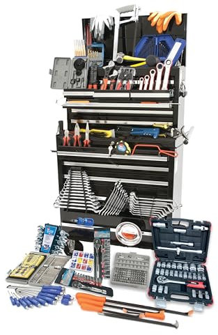 Hilka TK489 489 PCE Kit in Professional Tool Chest and Cabinet, Black
