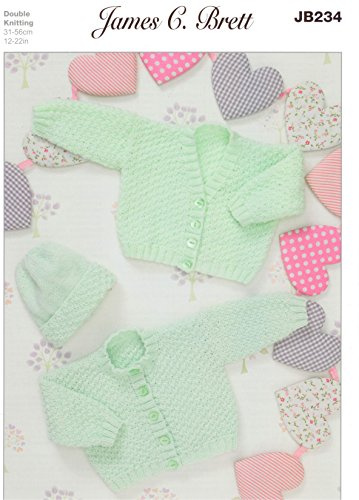 James C Brett JB234 Knitting Pattern Baby Cardigans and Hat to Knit in Baby Twinkle DK
