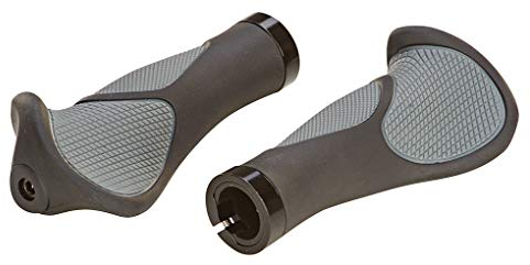 Prophete Fahrradgriff, ergonomisch geformt mit Hörnchen, Länge 132 mm, Farbe grau/schwarz
