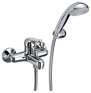 Miscelatore monocomando rubinetto per vasca da bagno, Tuingo Fratelli Frattini con flessibile e doccetta colore cromo, cod. 18002