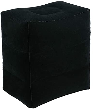 AirGoods Reisekissen, aufblasbar, für die Ruhe der Füße und für Kinder, die in Flugzeugen schlafen, Schwarz, Inflated size (approx):38.5cm x 30cm x 45.7cm, Reisekissen