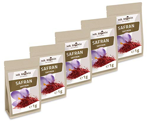 5g (5x1g) Mr. Brown Safran, Safranfäden, zum Würzen, Kochen und Backen