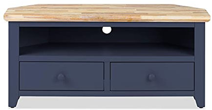 Florence TV corner unit with 2 drawers. NAVY BLUE corner TV cabinet. FULLY ASSEMBLED. Quality furniture