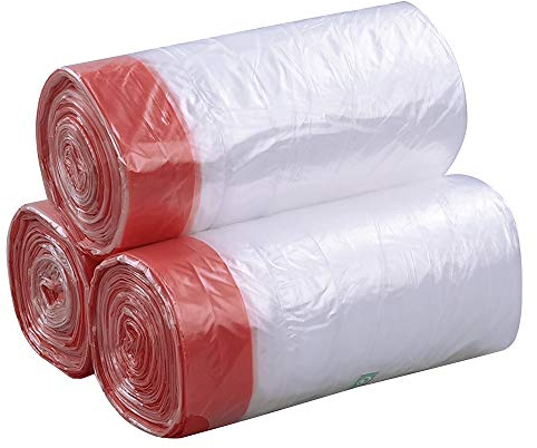 Fosly 40 litros Super Fuerte Bolsas de Basura de cordón, Transparente Bolsa de Basura Resistentes, 108 Bolsas