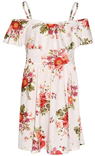 A2Z 4 Kids Girls Skater Dress - Off Shoulder Dress Floral Red 7-8