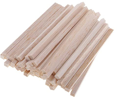 Fenteer 50 Pièces Bâtonnets de Bois Balsa Carré Non-Finis Tranches de Découpe Décoration Mariage Scrapbooking Artisanat DIY Accessoires de Puzzle - Bois, 110mm