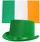 Irische Flagge und Hut, 91 x 152 cm, Irland-Flagge + grüner Satin-Zylinderhut – Irland-Kostüm-Zubehör-Set – perfekt für St. Patricks Day oder Sport-Fans (Einheitsgröße)
