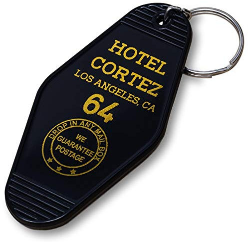 Vintage Hotel Motel Schlüsselanhänger, Black Hotel Cortez, Medium