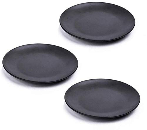 MBB Set of 3 Black 7 Inch Melamine Ware Dinner Plates Dishes Dinnerware Unbreakable