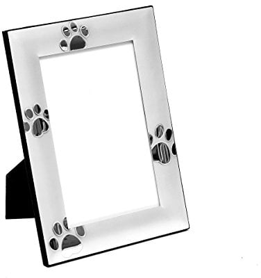 Brillibrum B-Ware Design Bilderrahmen Pfotenabdrücke 10x15cm Foto-Rahmen Versilbert Hunde-Pfoten Matt Geschenk Katzen-Tapsen (Ohne Gravur)
