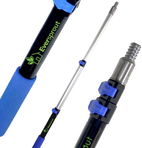EVERSPROUT 1.5-to-3 Foot Telescopic Extension Pole | Lightweight Sturdy Aluminum Handle | Easy to Use Flip-Tab Lock Mechanism | Twist-On Metal Tip Works for Squeegee, Duster, Paint Roller (Pole only) | Compatible with 3/4-inch ACME Threads, for Paint Rollers, Mops, Brooms, Hooks and More, Foam Grips, Flip-Tab Lock