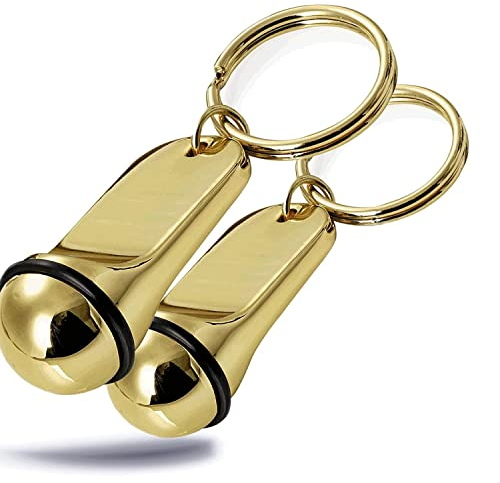 Kerafactum 2 Schlüsselanhänger Hotelschlüssel Hotel Pension Schlüssel Anhänger Goldoptik mit Gummiring Key Tag beschriftbar gravierbar für Auto Motorrad Partner Mini Geschenk für Sie und Ihn