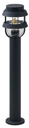 Lindby Außenleuchte Alvaro (spritzwassergeschützt (Modern) in Schwarz aus Aluminium (1 flammig, E27) - Wegeleuchte Pollerleuchte Wegelampe Sockelleuchte
