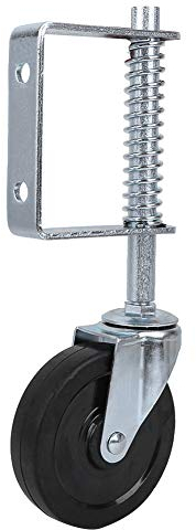 ANGGREK Ruota per cancello in gomma 4 pollici Ruota girevole con supporto a molla Ruota per carichi pesanti 220lbs Ruota per cancello caricata a molla, Nero