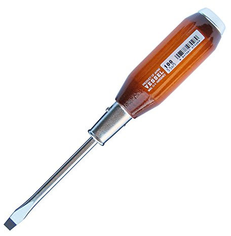 VESSEL Genuine Wood Handle Tang-Thru Screwdriver -5.5x75(3/16 x 3) No.100 100S5575 Made in Japan by VESSEL