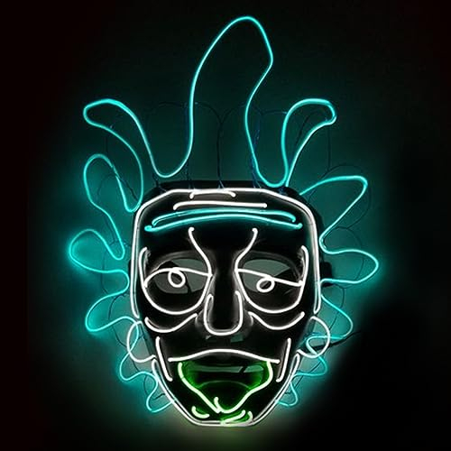 Original Cup | New LED-Licht Maske Rick & Morty | Premium Qualität | Feste Kunststoff | 3 Blinkmuster | Neon Maske | Halloween