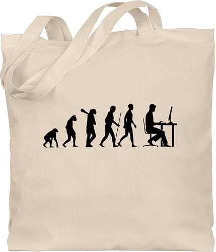 Baumwolltasche - Nerd Geschenke - Gaming Evolution - Unisize - Naturweiß - für computer zocker zocken jutebeutel gamer baumwolle geek baumwoll-einkaufstasche nerds lange henkel geeks stoffbeutel