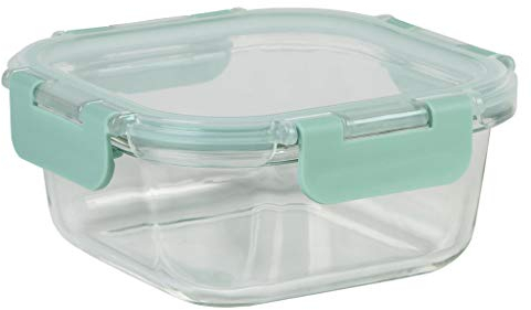 Cofan Set de 2 recipientes cuadrados | gama Agatha | Vidrio borosilicato y PP alimentario | Capacidad 520 ml y 800 ml